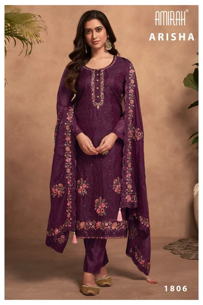 Arisha By Amirah Embroidery Organza Designer Salwar Suits Catalog
